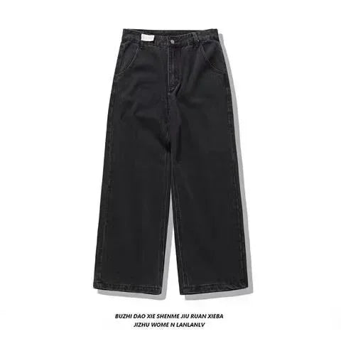 PROTECT Streetwear Jeans Y2K mens Jeans Harajuku Hip Hop Letter Embroidery Vintage Blue Baggy Pants High Waist Wide Leg Trouser