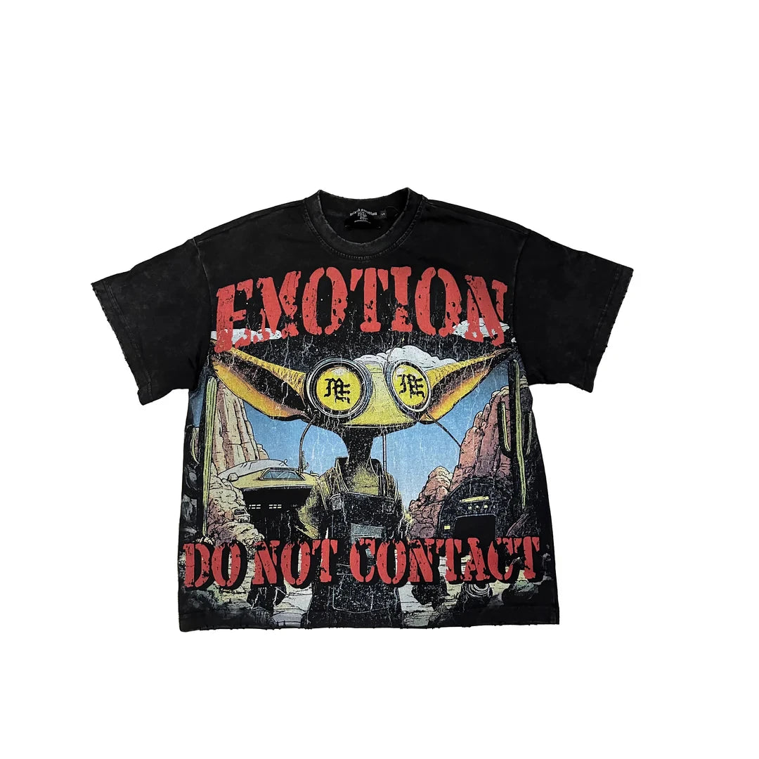 2025 Mixed Emotion Letter Rhinestone Short Sleeve Men Tshirts Streetwear Cotton Loose Crew Neck Top Tees Oversized