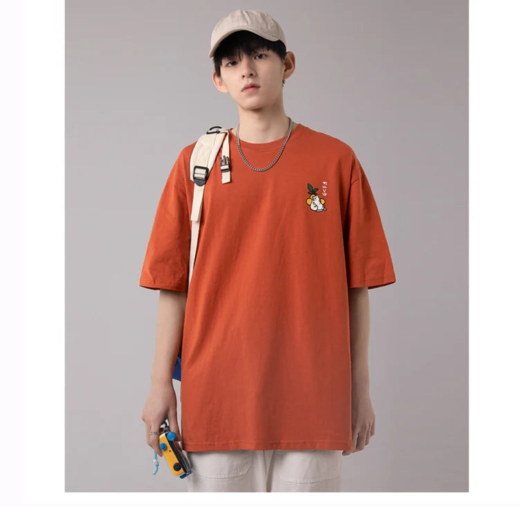 Hip Hop Tshirt 2025 Men Japanese Kanji Letter Drink Print Embroidery T Shirt Streetwear Harajuku Summer Short Sleeve T-Shirt