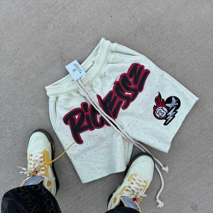 Letter Print Mens Shorts Street Fashion Rhinestone Basketball Shorts Men Clothing Loose Casual Sweatpants Shorts for Men Pants