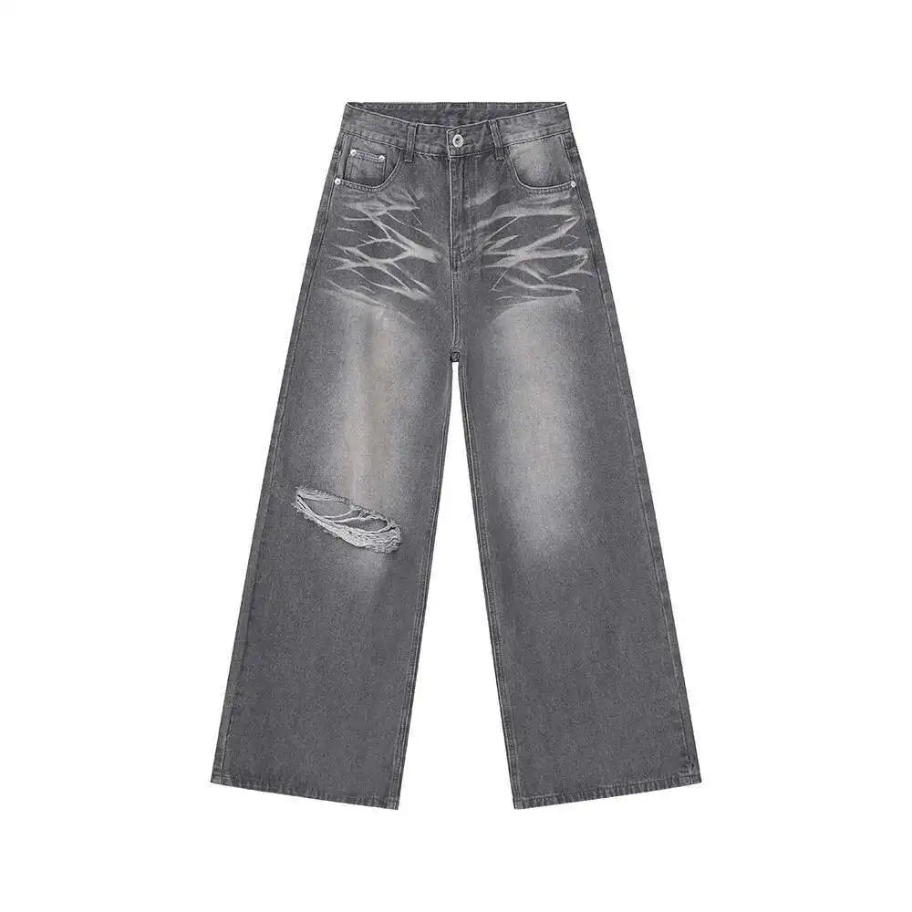 IEFB Summer Men's Wear New Jeans Straight Wide Leg Denim Pants Casual Loose Contrast Color Male Bottoms Clothing 2025 9C5977