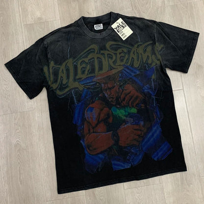 25SS Summer New VALLEY T-shirt Hip Hop Rock Singer Portrait Print Hot Drill Letter Retro Short Sleeve Vale Top Tee Men Women