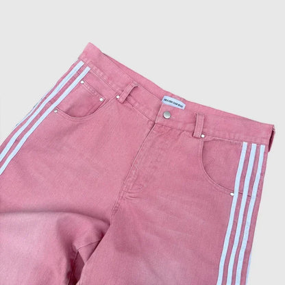 New Y2K Jeans Baggy High Quality Embroidered Striped Harajuku Sweatpants Hip Hop Streetwear  Casual Wide Leg Denim Pants Aura