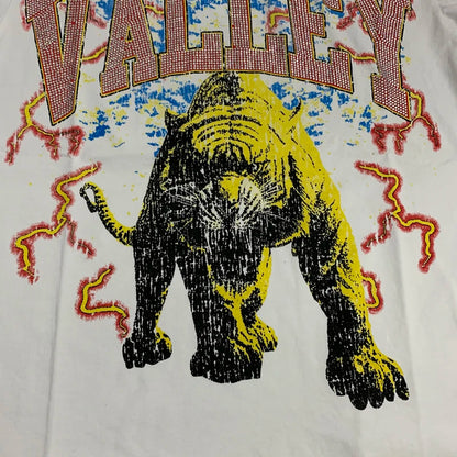 25SS Summer New VALLEY T-shirt Hip Hop Rock Singer Portrait Print Hot Drill Letter Retro Short Sleeve Vale Top Tee Men Women