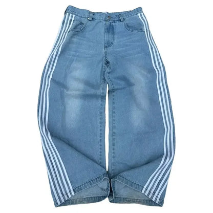 European and American new washed Harajuku casual straight leg jeans y2k retro unique design daily commuting high waisted pants