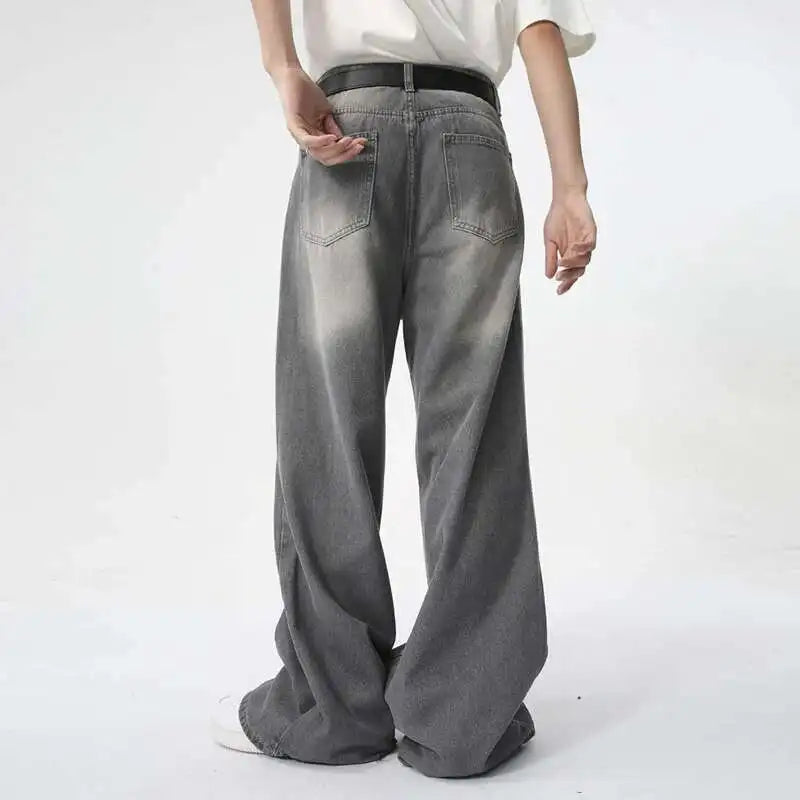 IEFB Summer Men's Wear New Jeans Straight Wide Leg Denim Pants Casual Loose Contrast Color Male Bottoms Clothing 2025 9C5977