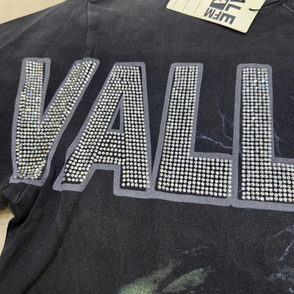 25SS Summer New VALLEY T-shirt Hip Hop Rock Singer Portrait Print Hot Drill Letter Retro Short Sleeve Vale Top Tee Men Women
