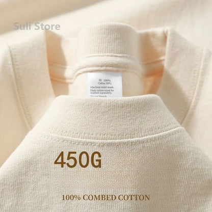 100% Cotton T Shirts Unisex 450G High Quality White T-shirts Tee Shirts Summer Blank Tshirt For Men Camisetas Para Hombre