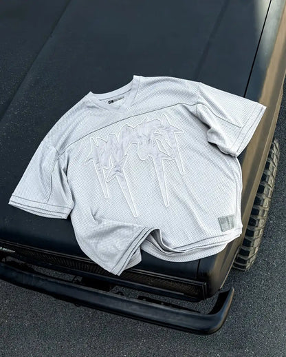 American fashion trend Gothic letter embroidery pattern oversized T-shirt men's retro loose fitting pullover short sleeved shirt