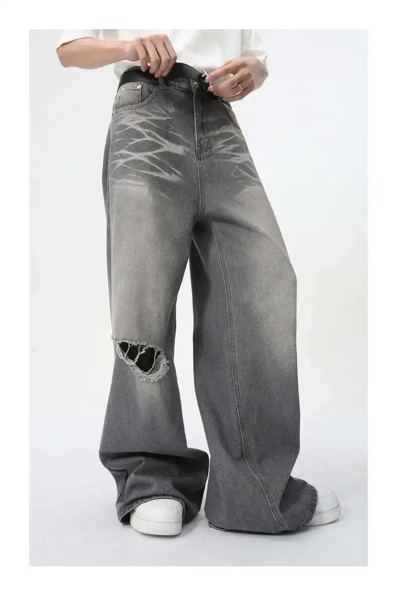 IEFB Summer Men's Wear New Jeans Straight Wide Leg Denim Pants Casual Loose Contrast Color Male Bottoms Clothing 2025 9C5977