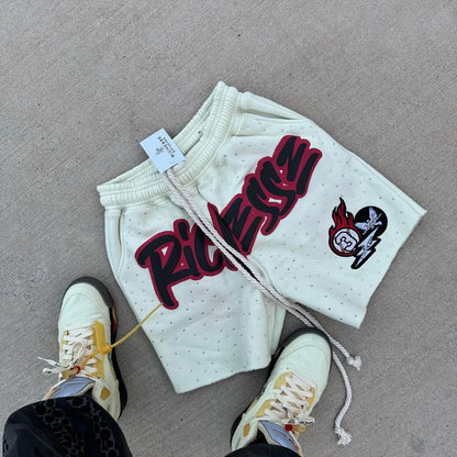 Letter Print Mens Shorts Street Fashion Rhinestone Basketball Shorts Men Clothing Loose Casual Sweatpants Shorts for Men Pants