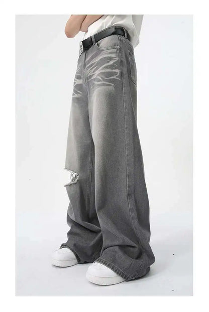IEFB Summer Men's Wear New Jeans Straight Wide Leg Denim Pants Casual Loose Contrast Color Male Bottoms Clothing 2025 9C5977