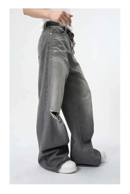 IEFB Summer Men's Wear New Jeans Straight Wide Leg Denim Pants Casual Loose Contrast Color Male Bottoms Clothing 2025 9C5977