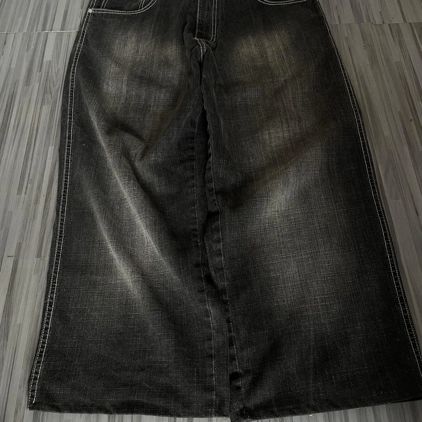 American Y2K 2025 New Baggy Wide Leg Black Jeans Overszied Women Street Casual Joker Denim Pants Couple Jeans Vintage Streetwear