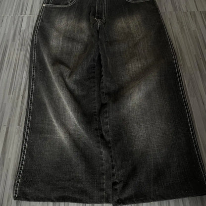 American Y2K 2025 New Baggy Wide Leg Black Jeans Overszied Women Street Casual Joker Denim Pants Couple Jeans Vintage Streetwear