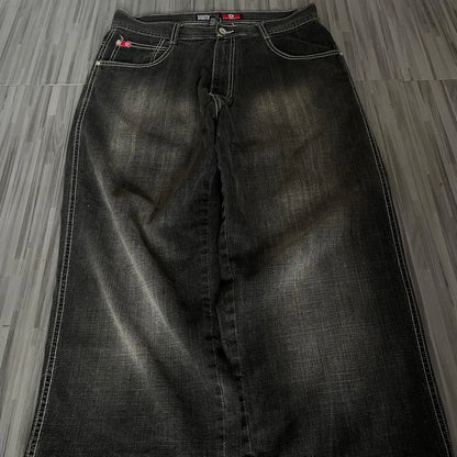 American Y2K 2025 New Baggy Wide Leg Black Jeans Overszied Women Street Casual Joker Denim Pants Couple Jeans Vintage Streetwear