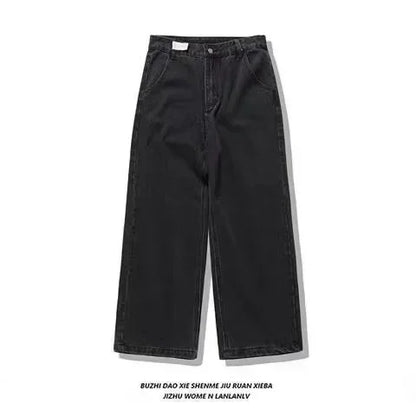PROTECT Streetwear Jeans Y2K mens Jeans Harajuku Hip Hop Letter Embroidery Vintage Blue Baggy Pants High Waist Wide Leg Trouser