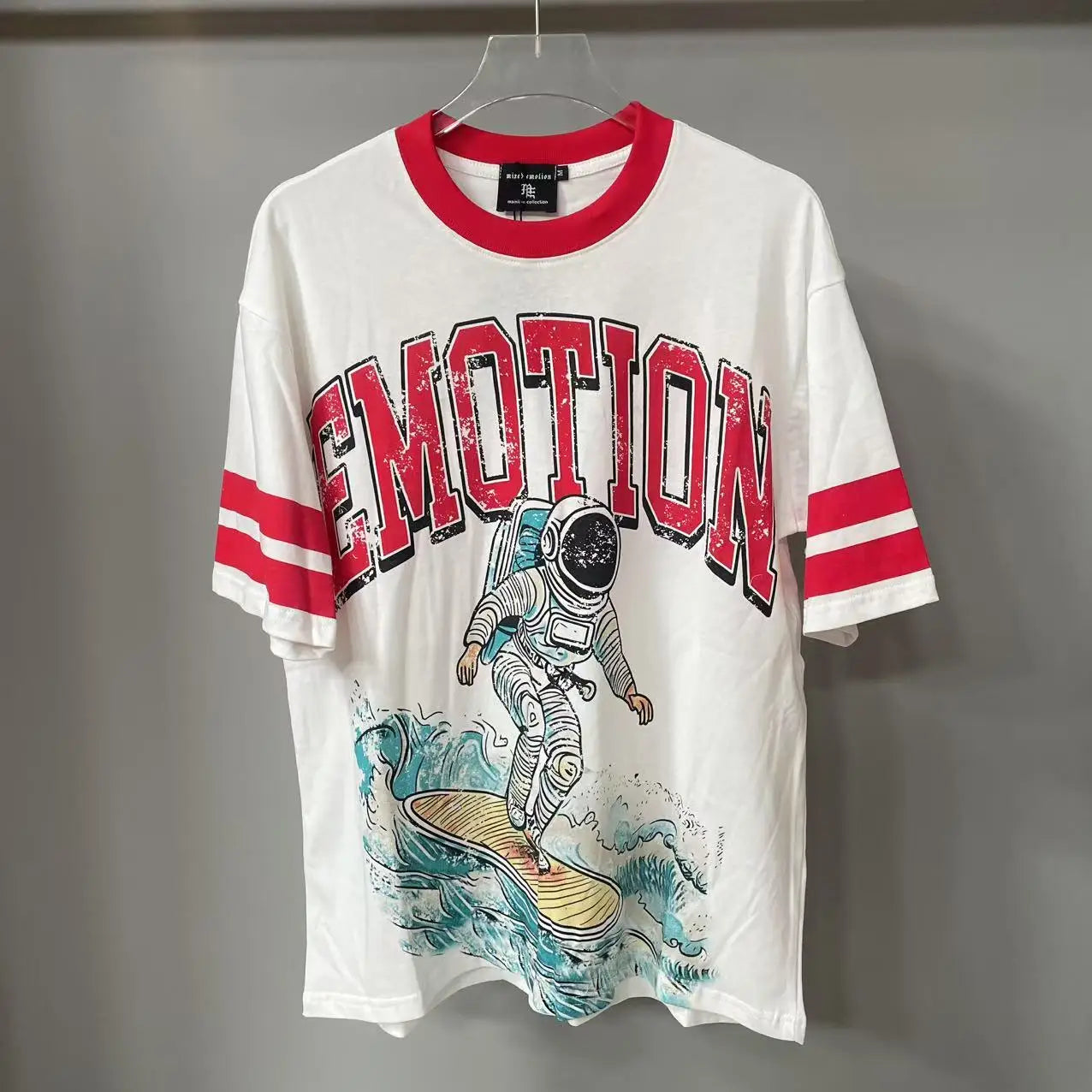 2025 Mixed Emotion Letter Rhinestone Short Sleeve Men Tshirts Streetwear Cotton Loose Crew Neck Top Tees Oversized