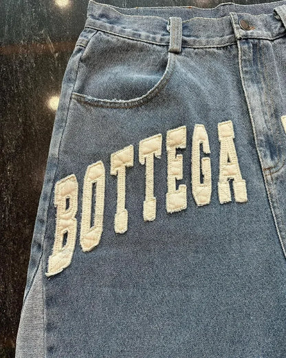 American Street Harajuku Retro Denim Shorts with Letter Embroidery Oversized Jeans Men Y2k Loose Casual Versatile Shorts Women