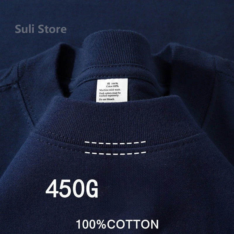 100% Cotton T Shirts Unisex 450G High Quality White T-shirts Tee Shirts Summer Blank Tshirt For Men Camisetas Para Hombre