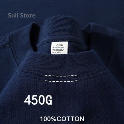 100% Cotton T Shirts Unisex 450G High Quality White T-shirts Tee Shirts Summer Blank Tshirt For Men Camisetas Para Hombre