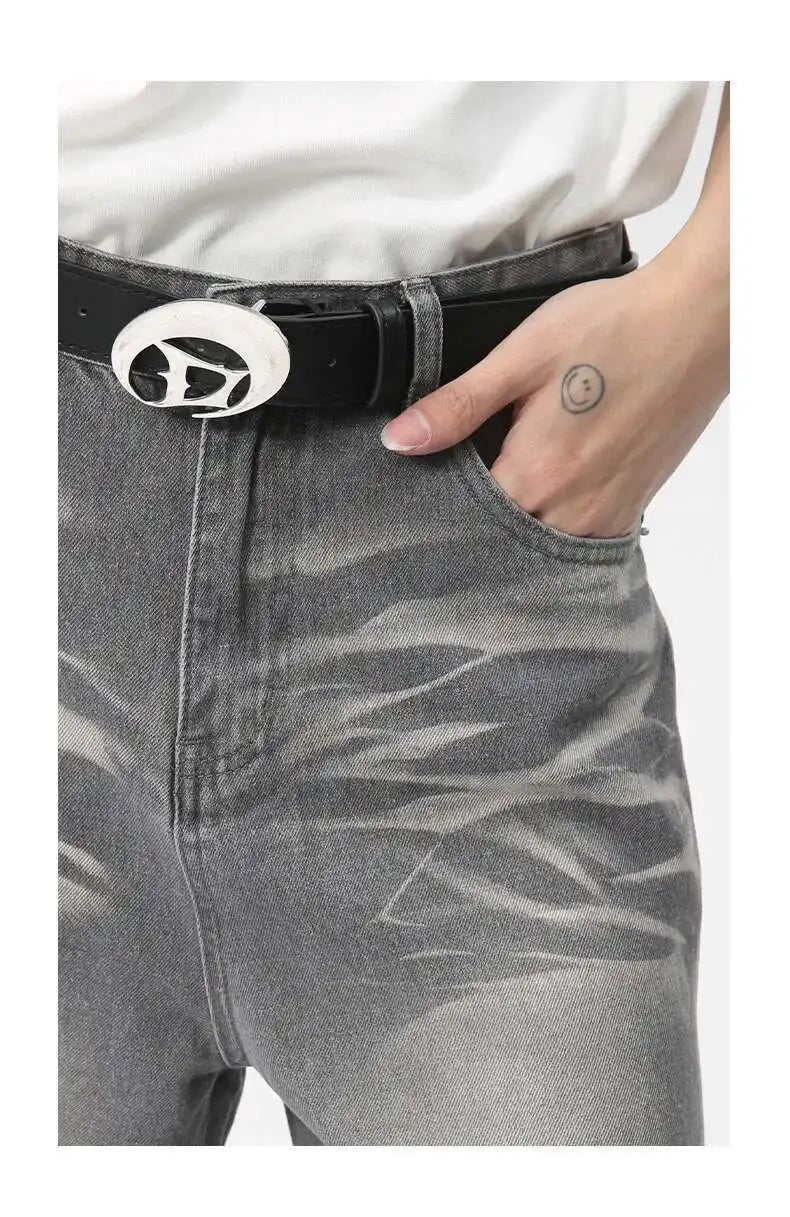 IEFB Summer Men's Wear New Jeans Straight Wide Leg Denim Pants Casual Loose Contrast Color Male Bottoms Clothing 2025 9C5977