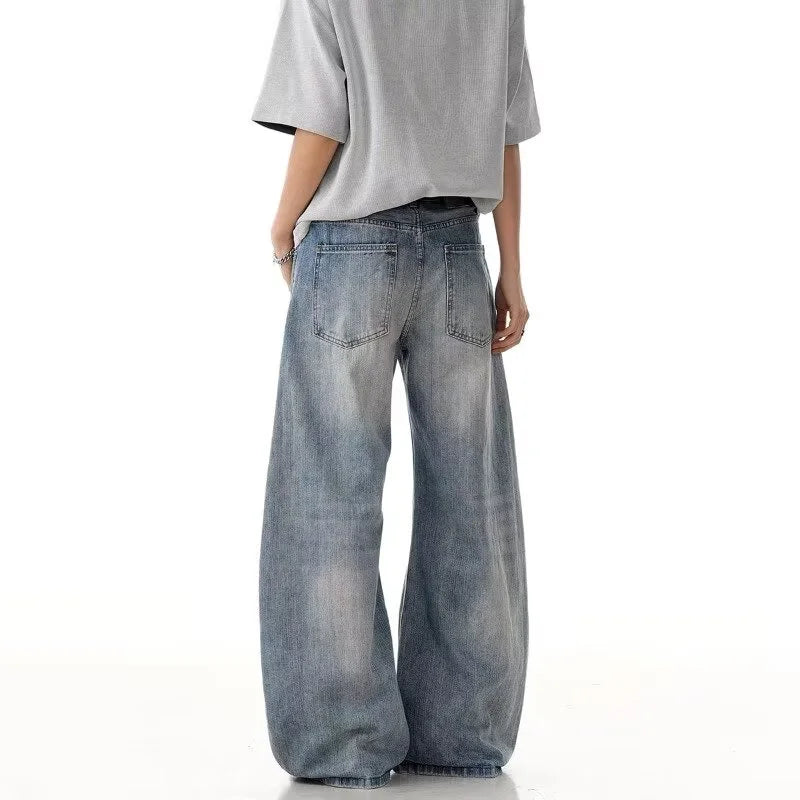 2025 American High Street Men's Ripped Jeans Y2K Vintage Straight Baggy Denim Pantalones Hombre Hip Hop Fashion Distressed Jean
