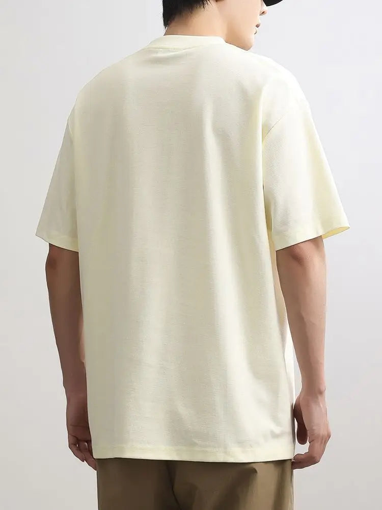 Men's T-shirt O Neck Loose Embroidery Male Tees Shirts Streetwear Aesthetic Clothing Vintage Party Wholesale Cheap Clothes Tops