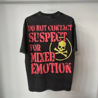 2025 Mixed Emotion Letter Rhinestone Short Sleeve Men Tshirts Streetwear Cotton Loose Crew Neck Top Tees Oversized