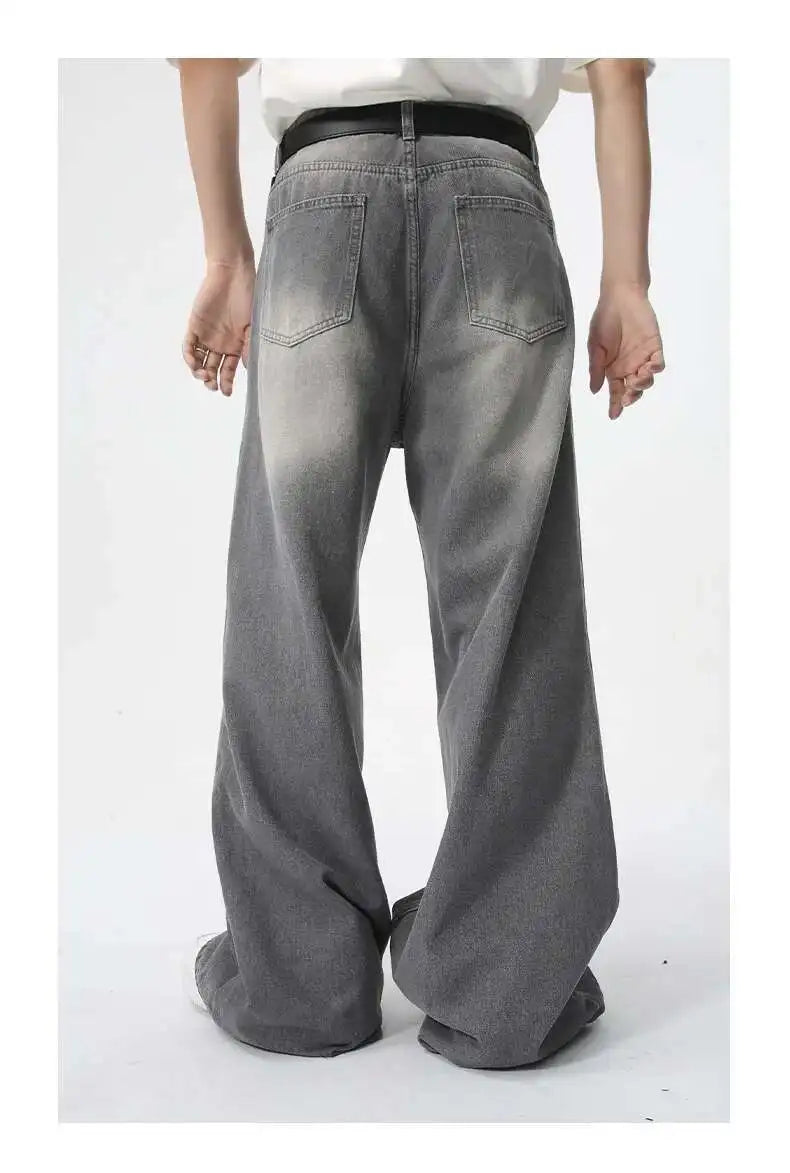 IEFB Summer Men's Wear New Jeans Straight Wide Leg Denim Pants Casual Loose Contrast Color Male Bottoms Clothing 2025 9C5977