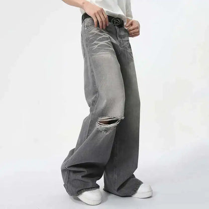 IEFB Summer Men's Wear New Jeans Straight Wide Leg Denim Pants Casual Loose Contrast Color Male Bottoms Clothing 2025 9C5977