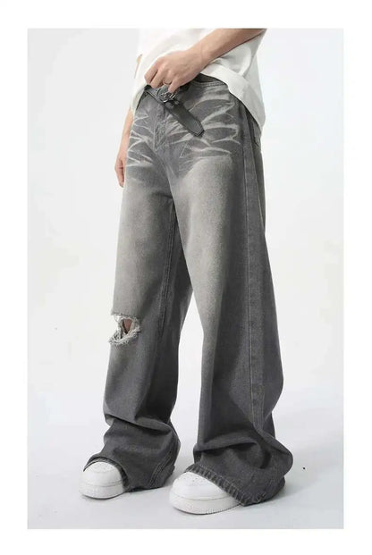 IEFB Summer Men's Wear New Jeans Straight Wide Leg Denim Pants Casual Loose Contrast Color Male Bottoms Clothing 2025 9C5977