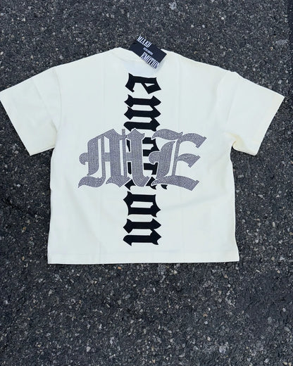 2025 Mixed Emotion Letter Rhinestone Short Sleeve Men Tshirts Streetwear Cotton Loose Crew Neck Top Tees Oversized