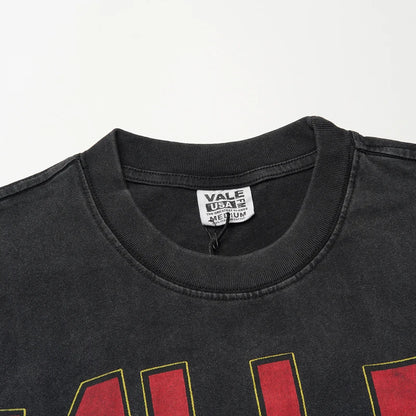 25SS Summer New VALLEY T-shirt Hip Hop Rock Singer Portrait Print Hot Drill Letter Retro Short Sleeve Vale Top Tee Men Women