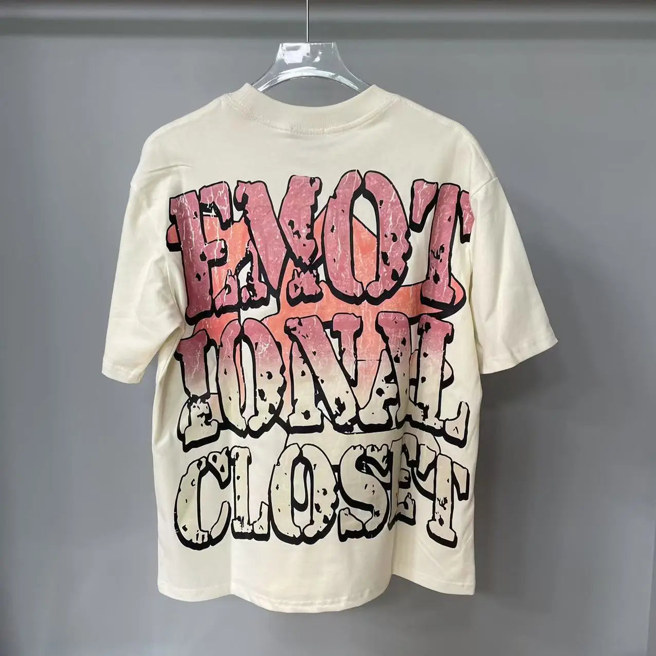 2025 Mixed Emotion Letter Rhinestone Short Sleeve Men Tshirts Streetwear Cotton Loose Crew Neck Top Tees Oversized